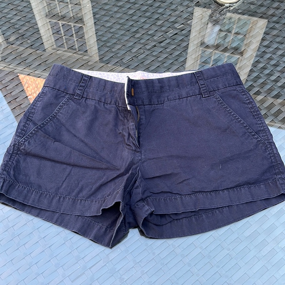 J. Crew navy soft chino shorts in excellent used condition. Size 0.